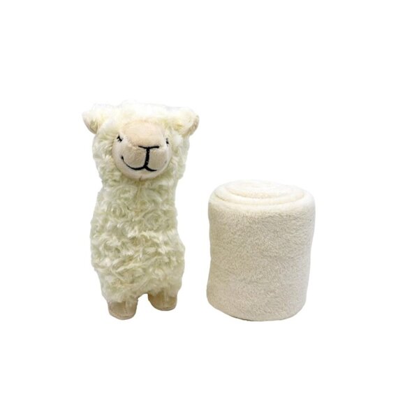 Ivory Llama Plush Toy and Ivory Stroller Blanket - Picture 2 of 2